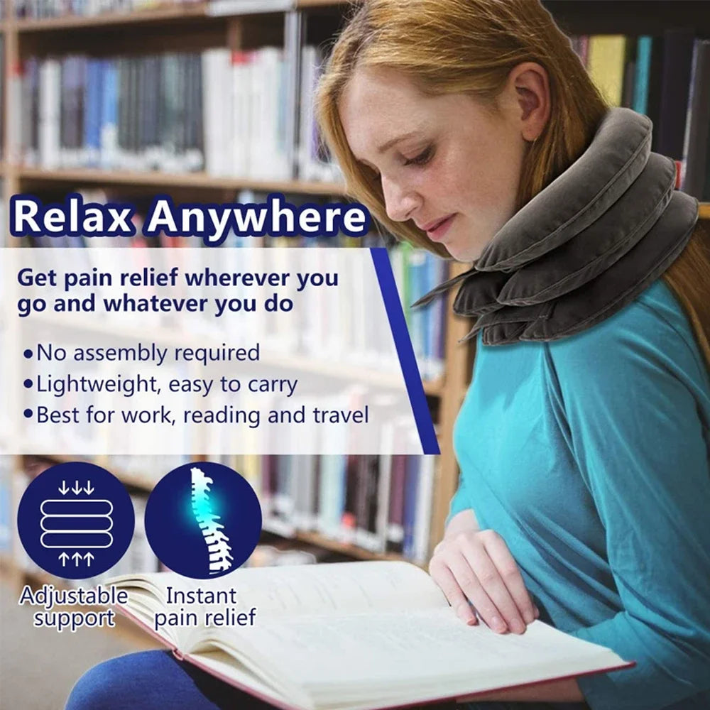 Adjustable Inflatable Cervical Neck Traction Device Air Pump Collar Neck Support Brace Spine Decompression Home Physiotherapy Rehabilitation