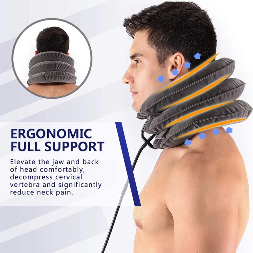 Adjustable Inflatable Cervical Neck Traction Device Air Pump Collar Neck Support Brace Spine Decompression Home Physiotherapy Rehabilitation
