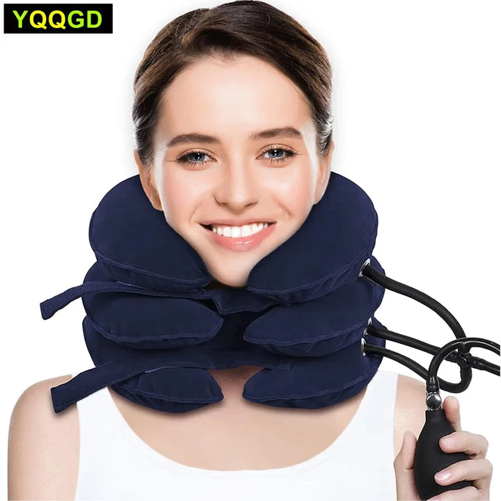 Adjustable Inflatable Cervical Neck Traction Device Air Pump Collar Neck Support Brace Spine Decompression Home Physiotherapy Rehabilitation