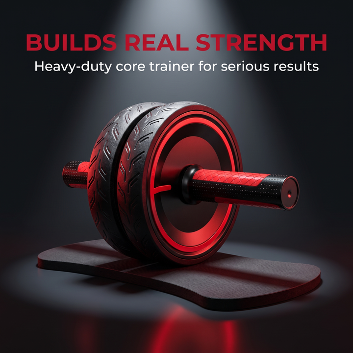 Adjustable Ab Roller Wheel Core Trainer Abdominal Exercise Wheel with Knee Pad Home Gym Strength Training Arms Back Belly Workout