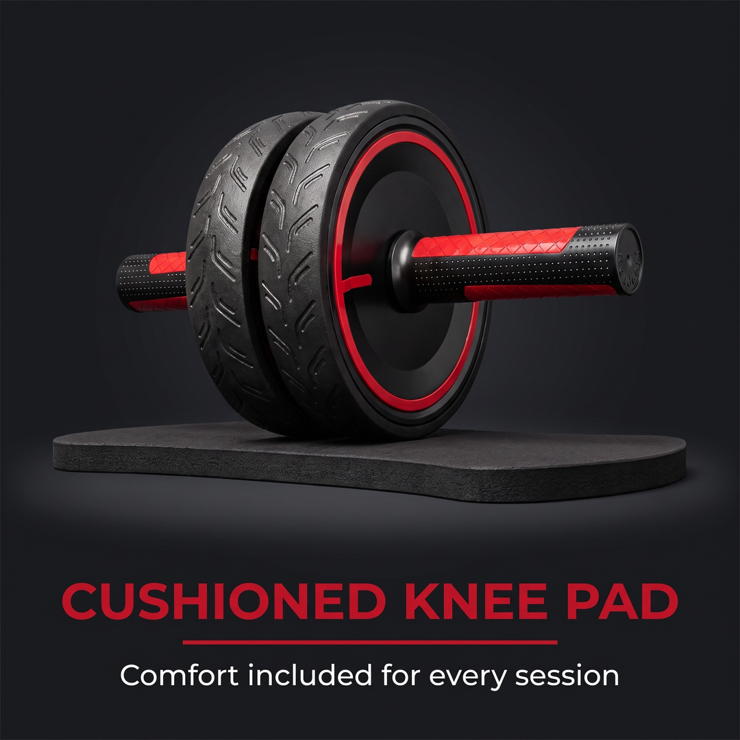 Adjustable Ab Roller Wheel Core Trainer Abdominal Exercise Wheel with Knee Pad Home Gym Strength Training Arms Back Belly Workout