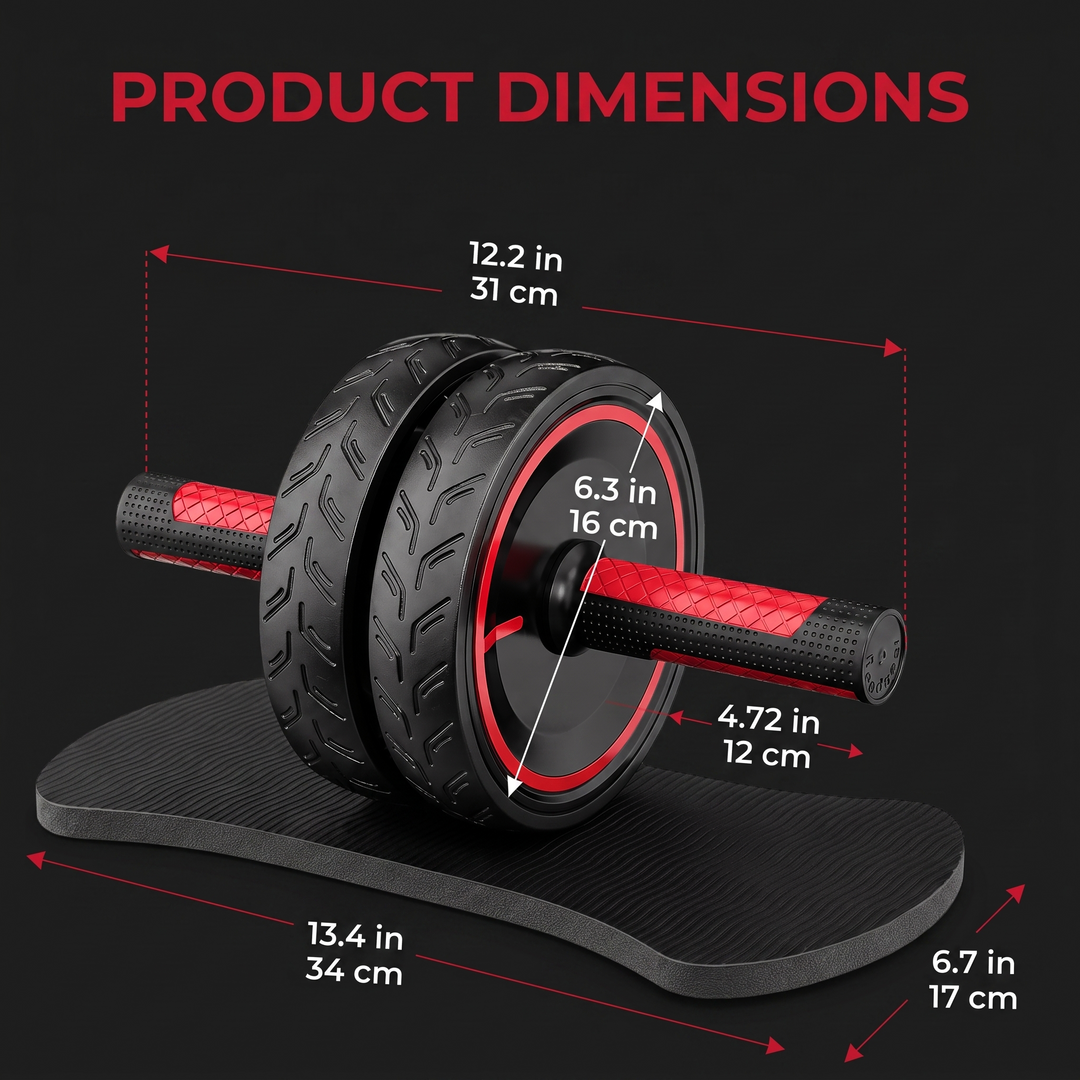Adjustable Ab Roller Wheel Core Trainer Abdominal Exercise Wheel with Knee Pad Home Gym Strength Training Arms Back Belly Workout