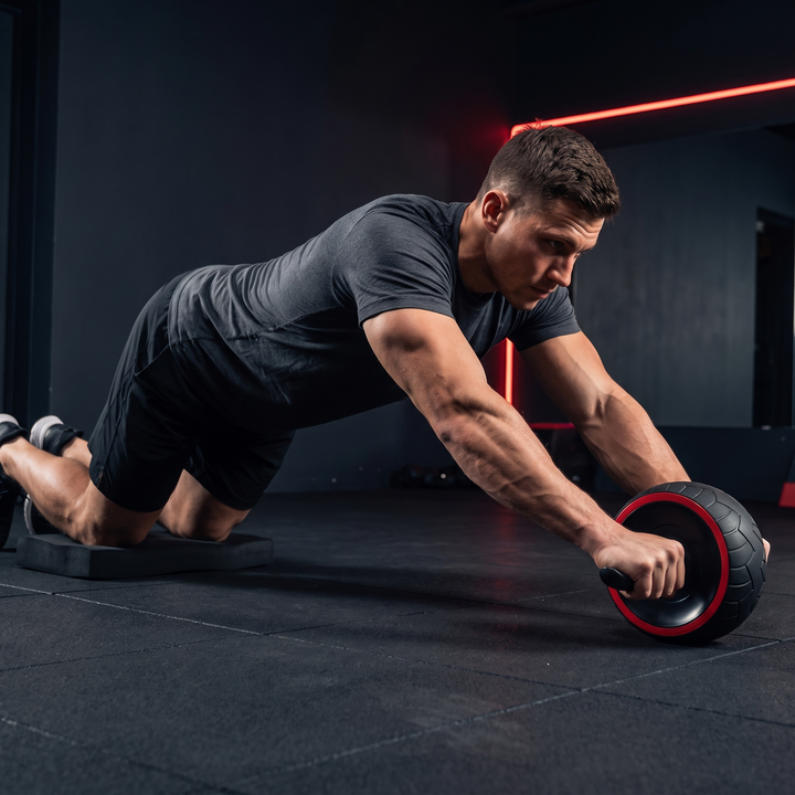 Adjustable Ab Roller Wheel Core Trainer Abdominal Exercise Wheel with Knee Pad Home Gym Strength Training Arms Back Belly Workout