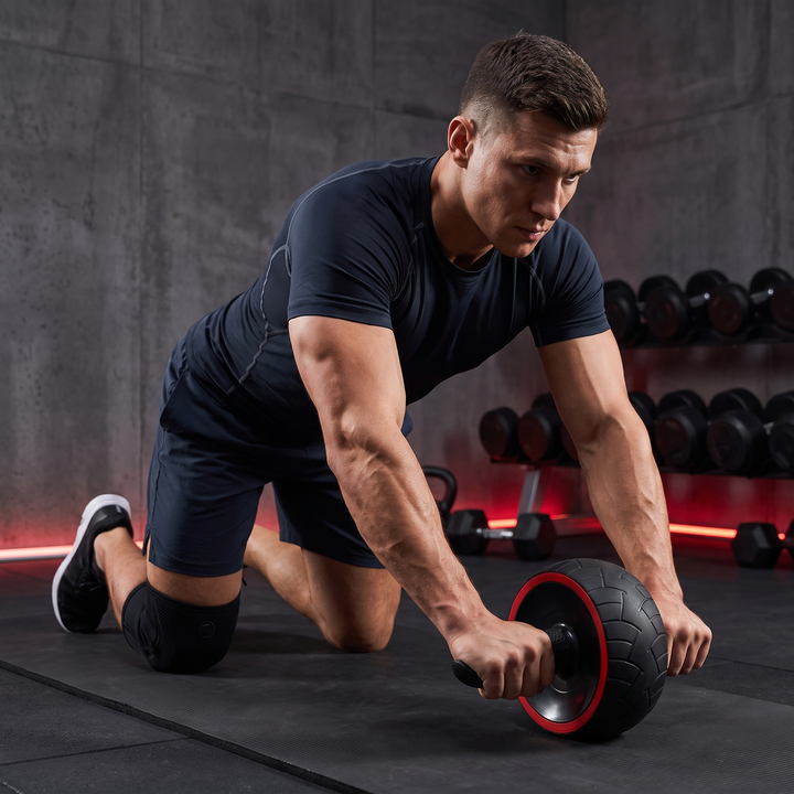 Adjustable Ab Roller Wheel Core Trainer Abdominal Exercise Wheel with Knee Pad Home Gym Strength Training Arms Back Belly Workout