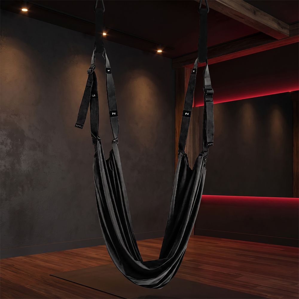 Adjustable Aerial Yoga Hammock Swing Strap Inversion Therapy Stretch Sling Aerial Silk Swing for Flexibility Core Training Home Gym