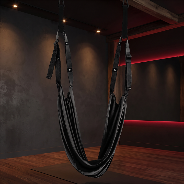 Adjustable Aerial Yoga Hammock Swing Strap Inversion Therapy Stretch Sling Aerial Silk Swing for Flexibility Core Training Home Gym