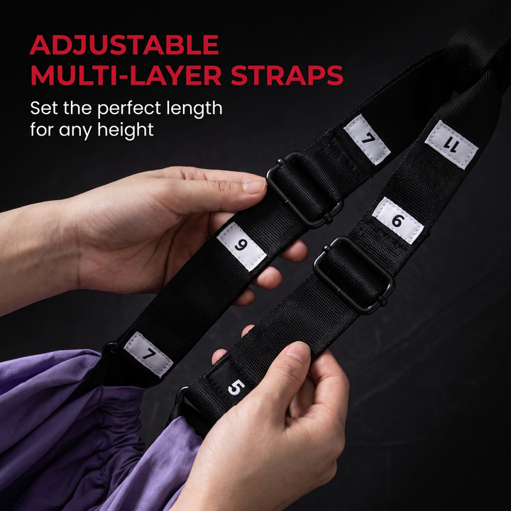 Adjustable Aerial Yoga Hammock Swing Strap Inversion Therapy Stretch Sling Aerial Silk Swing for Flexibility Core Training Home Gym