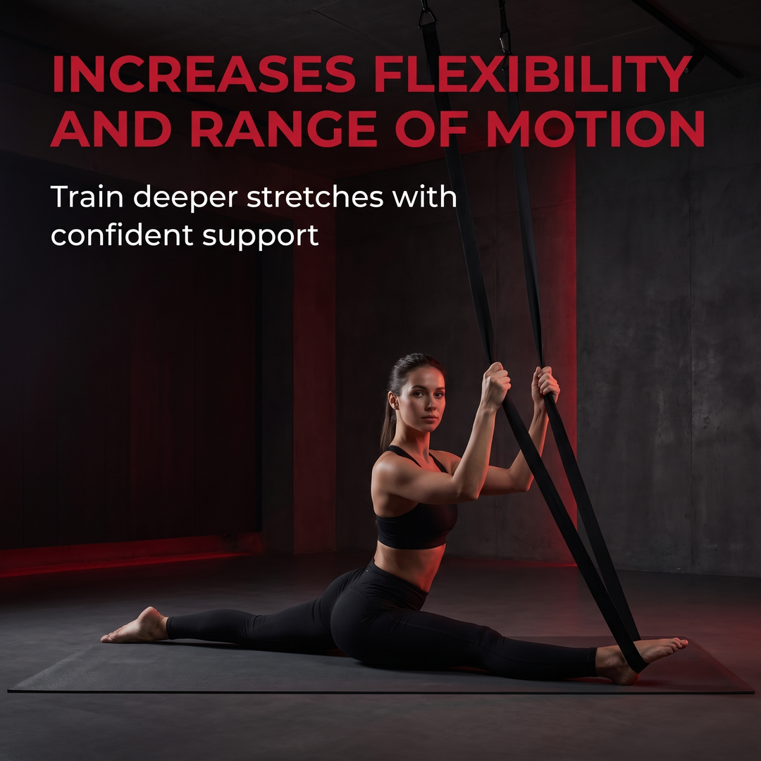 Adjustable Aerial Yoga Hammock Swing Strap Inversion Therapy Stretch Sling Aerial Silk Swing for Flexibility Core Training Home Gym