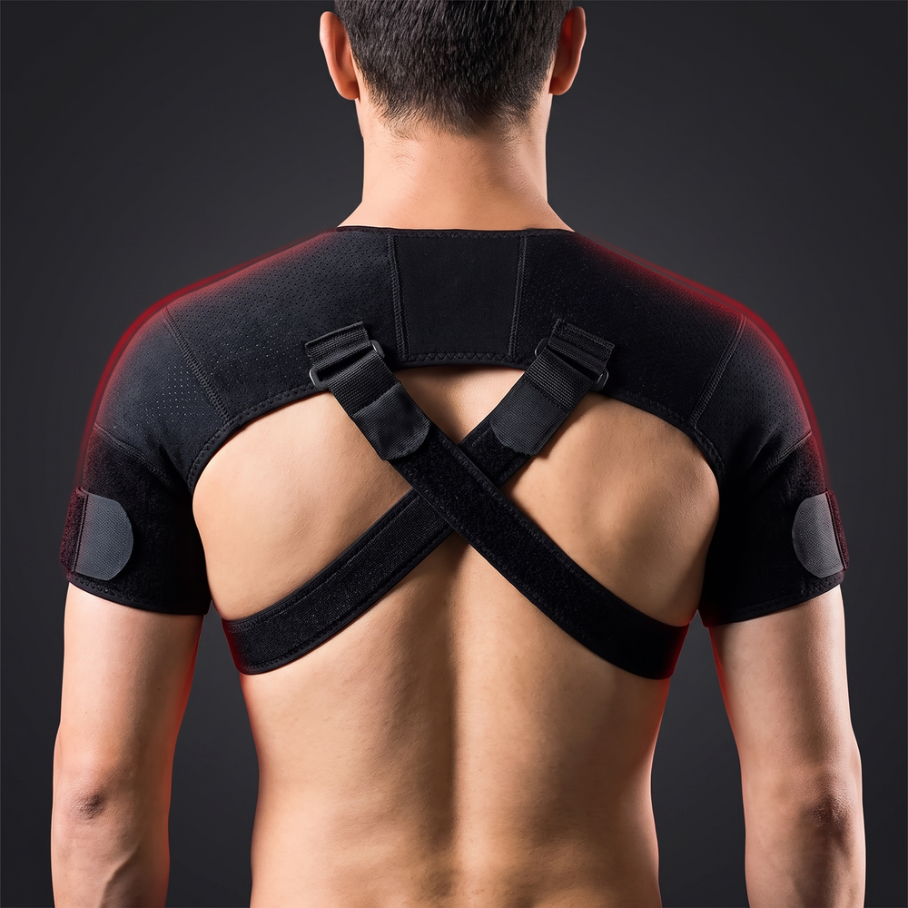 Adjustable Double Shoulder Support Brace Compression Shoulder Strap Breathable Bilateral Shoulder Protector for Running Gym Daily Use Sports Recovery