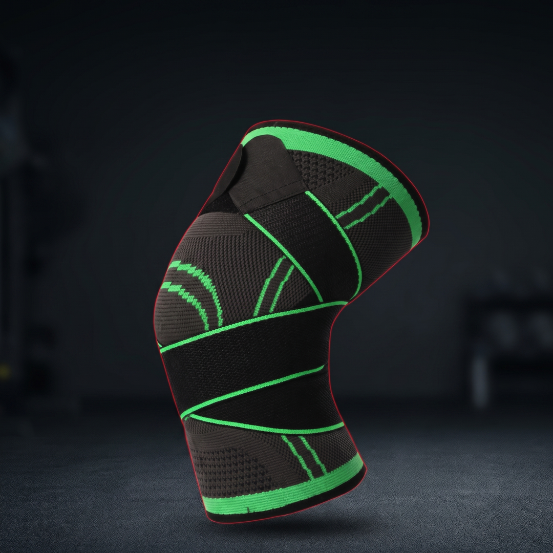 Adjustable Elastic Knee Support Brace Compression Sleeve Knee Stabiliser for Basketball Volleyball Fitness Training Home Gym Workout Recovery - Green