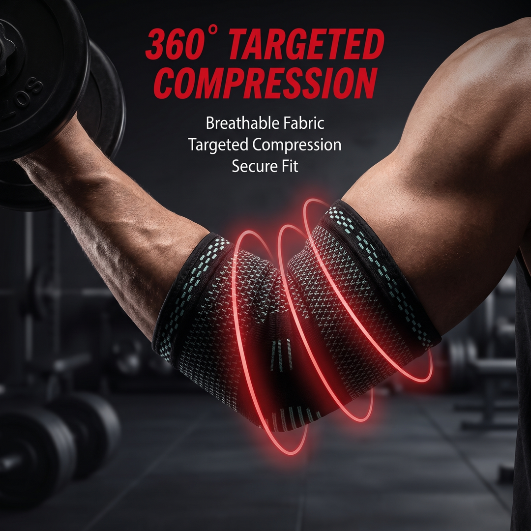 Adjustable Elbow Compression Sleeve Brace Support Joint Stabiliser Breathable Wrap for Gym Fitness Training Sports Recovery Injury Prevention