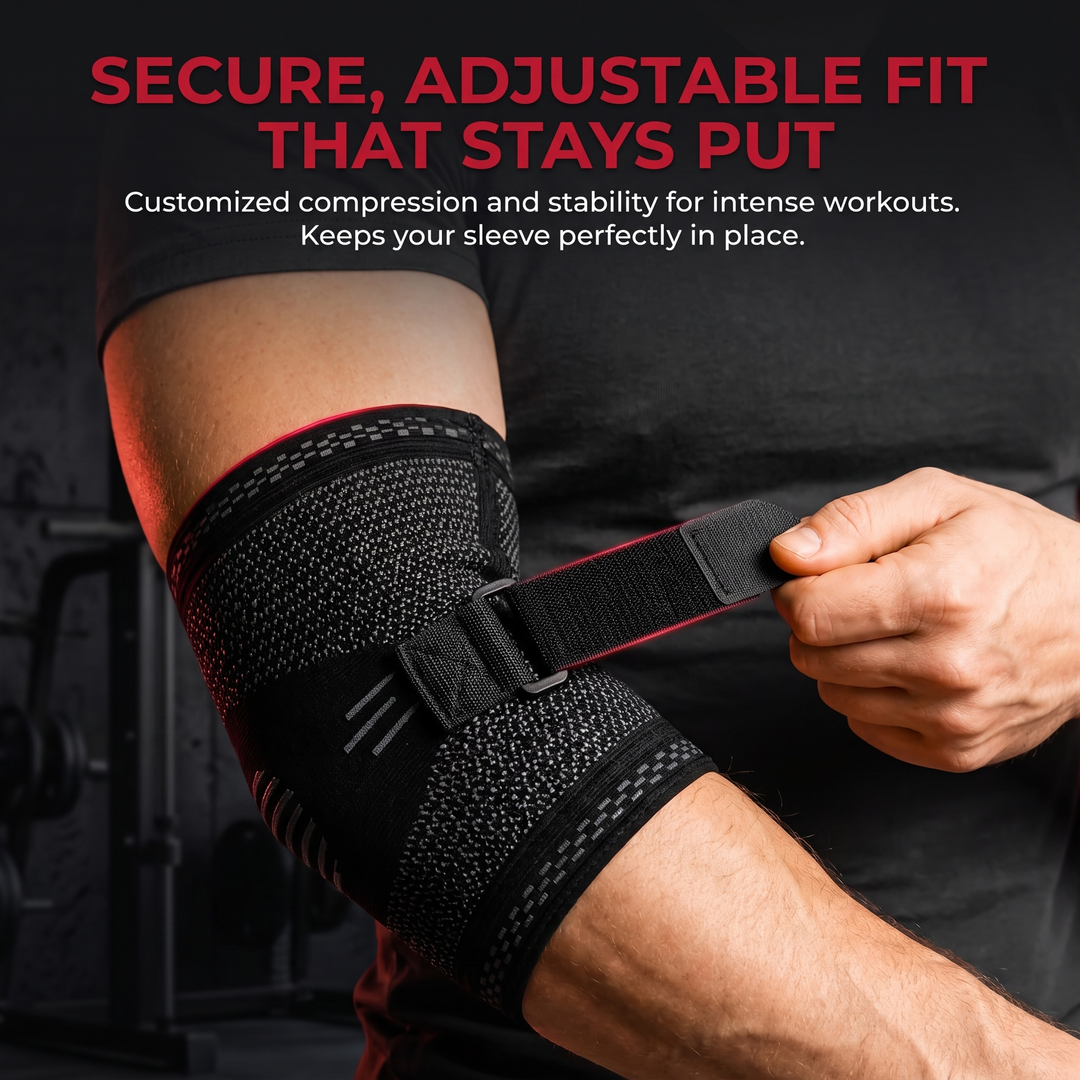 Adjustable Elbow Compression Sleeve Brace Support Joint Stabiliser Breathable Wrap for Gym Fitness Training Sports Recovery Injury Prevention