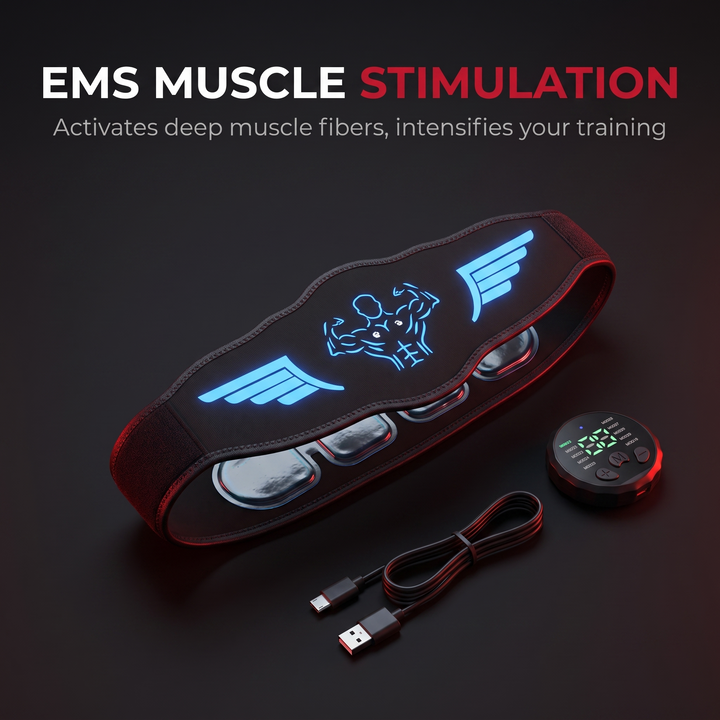 Adjustable EMS Abs Toning Belt Muscle Stimulator Abdominal Trainer USB Rechargeable Unisex Waist Belt Home Gym Fitness Recovery Training