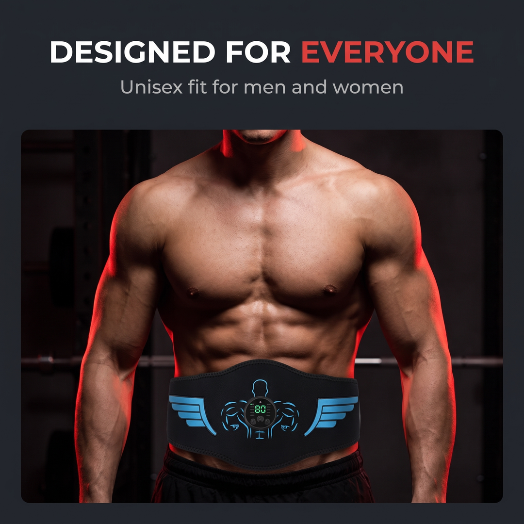 Adjustable EMS Abs Toning Belt Muscle Stimulator Abdominal Trainer USB Rechargeable Unisex Waist Belt Home Gym Fitness Recovery Training