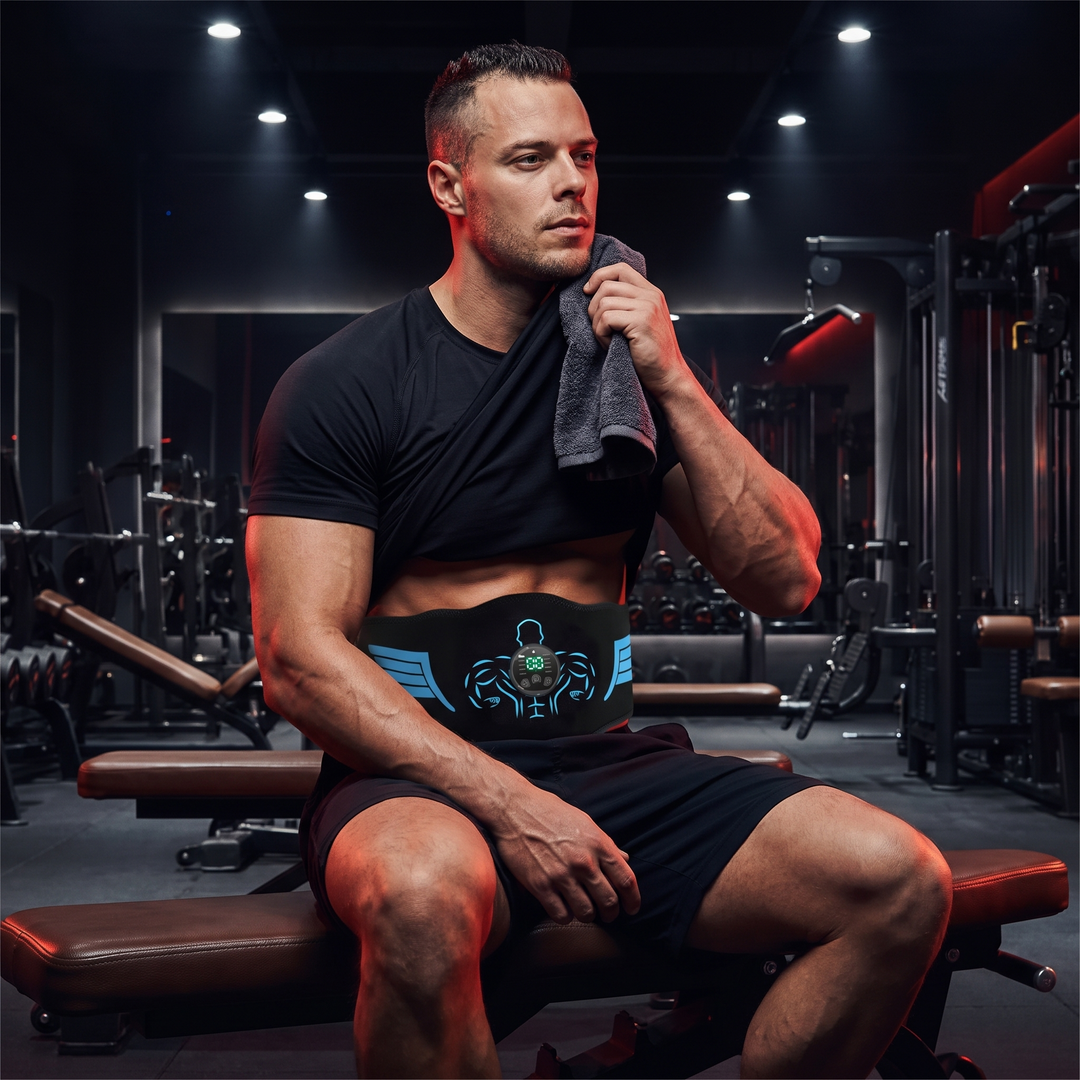 Adjustable EMS Abs Toning Belt Muscle Stimulator Abdominal Trainer USB Rechargeable Unisex Waist Belt Home Gym Fitness Recovery Training