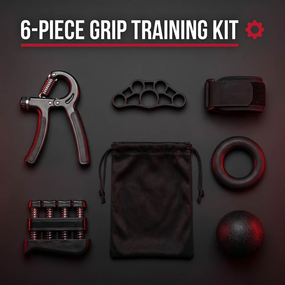 Adjustable Finger and Forearm Strengthener Grip Strength Training Kit Hand Exerciser Rehabilitation Finger Trainer for Home Gym - 6-piece kit overview