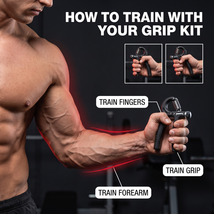 Adjustable Finger and Forearm Strengthener Grip Strength Training Kit Hand Exerciser Rehabilitation Finger Trainer for Home Gym - how to train with your grip kit