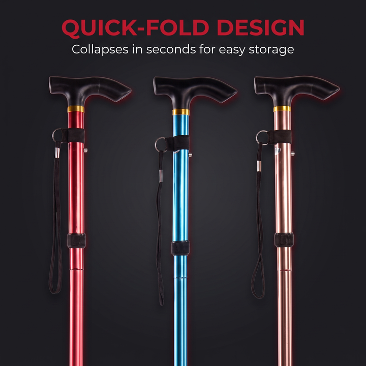 Adjustable Folding Walking Cane - Quick-Fold Design Feature