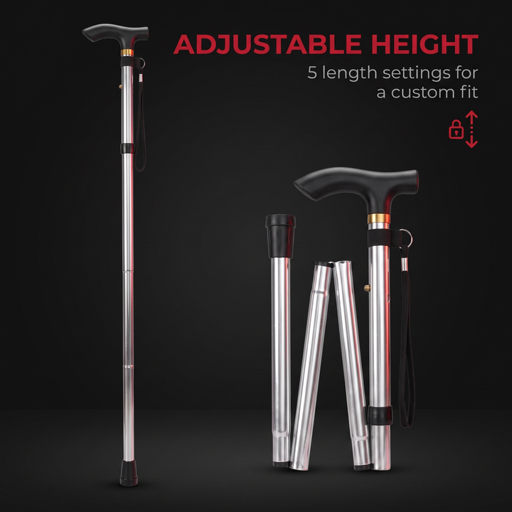 Adjustable Folding Walking Cane - 5-Level Height Adjustment