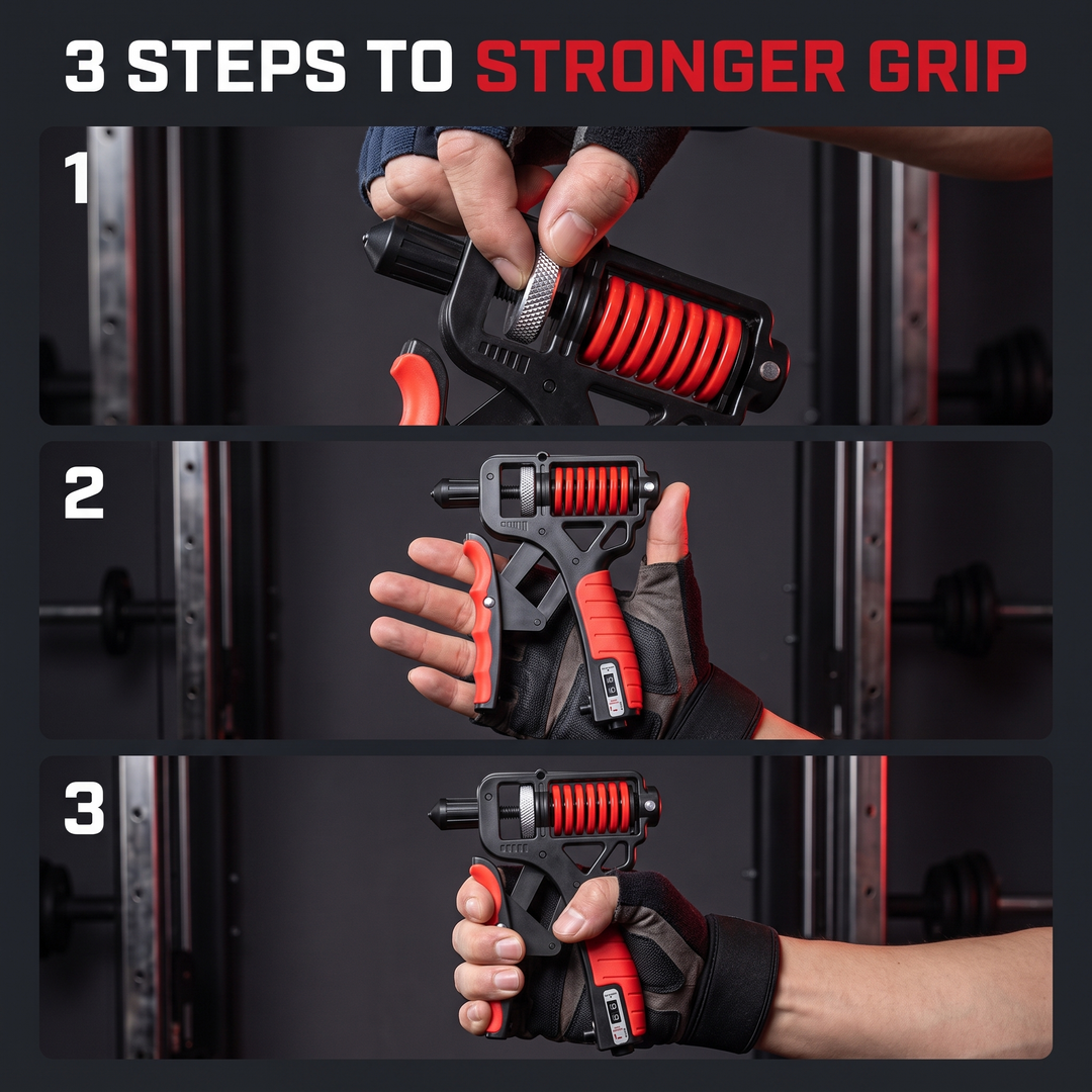 Adjustable Hand Grip Strengthener - 3 steps to stronger grip guide