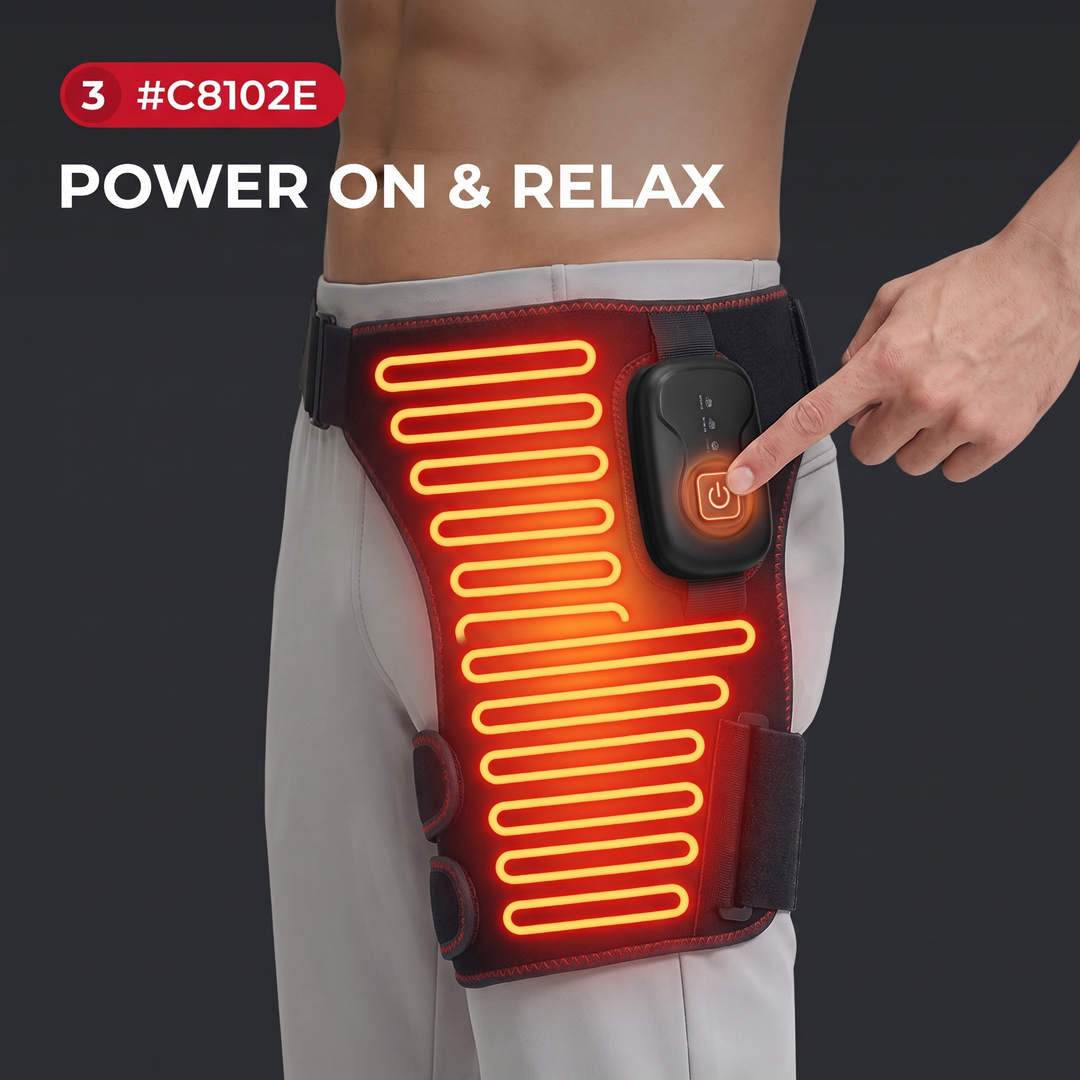 Adjustable Hip Support Brace with Heat Massage Wrap Hip Pain Relief Muscle Relaxation Physiotherapy Recovery Belt for Home and Daily Use