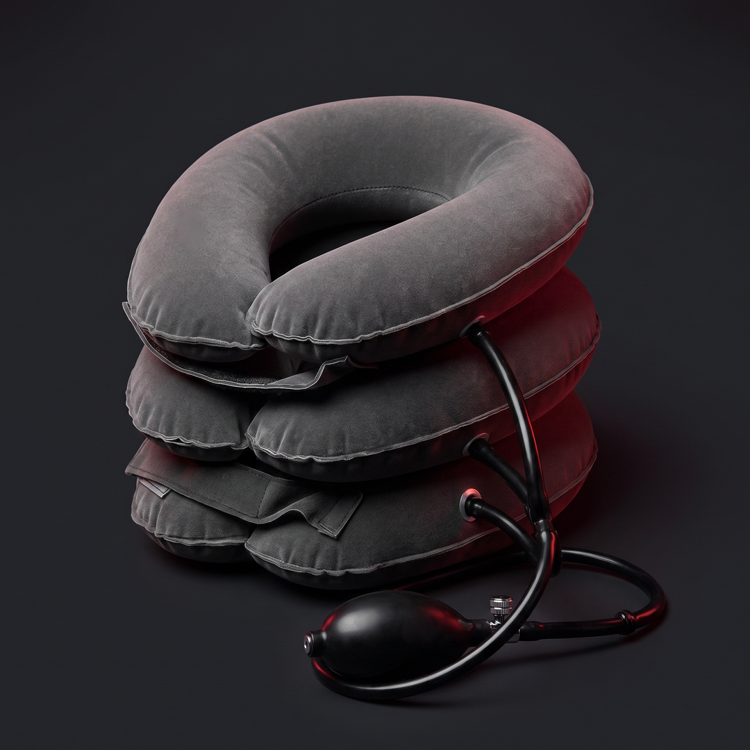 Adjustable Inflatable Cervical Neck Traction Collar - Gray