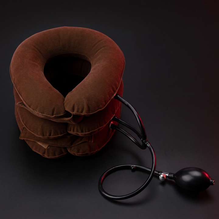 Adjustable Inflatable Cervical Neck Traction Collar - Coffee