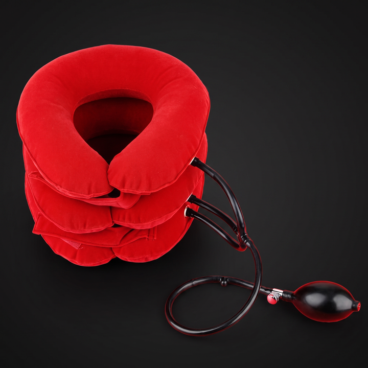 Adjustable Inflatable Cervical Neck Traction Collar - Red