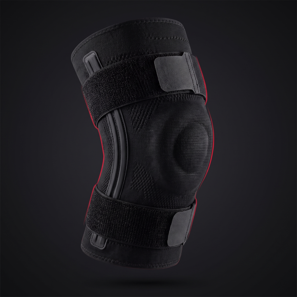 Adjustable Knee Brace with Patella Gel Pad Side Stabilizers Compression Sleeve Knee Support for Pain Relief Sports Recovery Rehabilitation Home Gym - Black