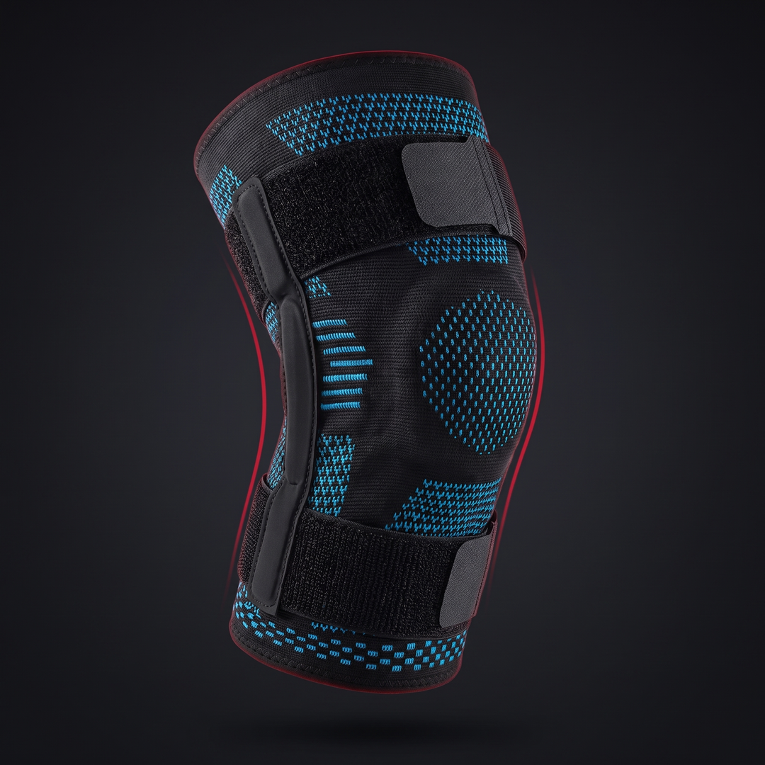 Adjustable Knee Brace with Patella Gel Pad Side Stabilizers Compression Sleeve Knee Support for Pain Relief Sports Recovery Rehabilitation Home Gym - Blue