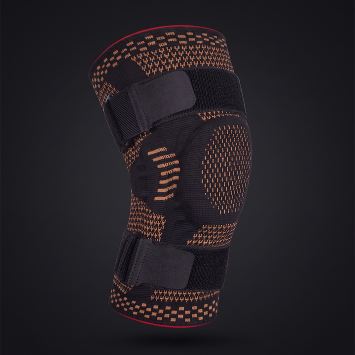 Adjustable Knee Brace with Patella Gel Pad Side Stabilizers Compression Sleeve Knee Support for Pain Relief Sports Recovery Rehabilitation Home Gym - Copper