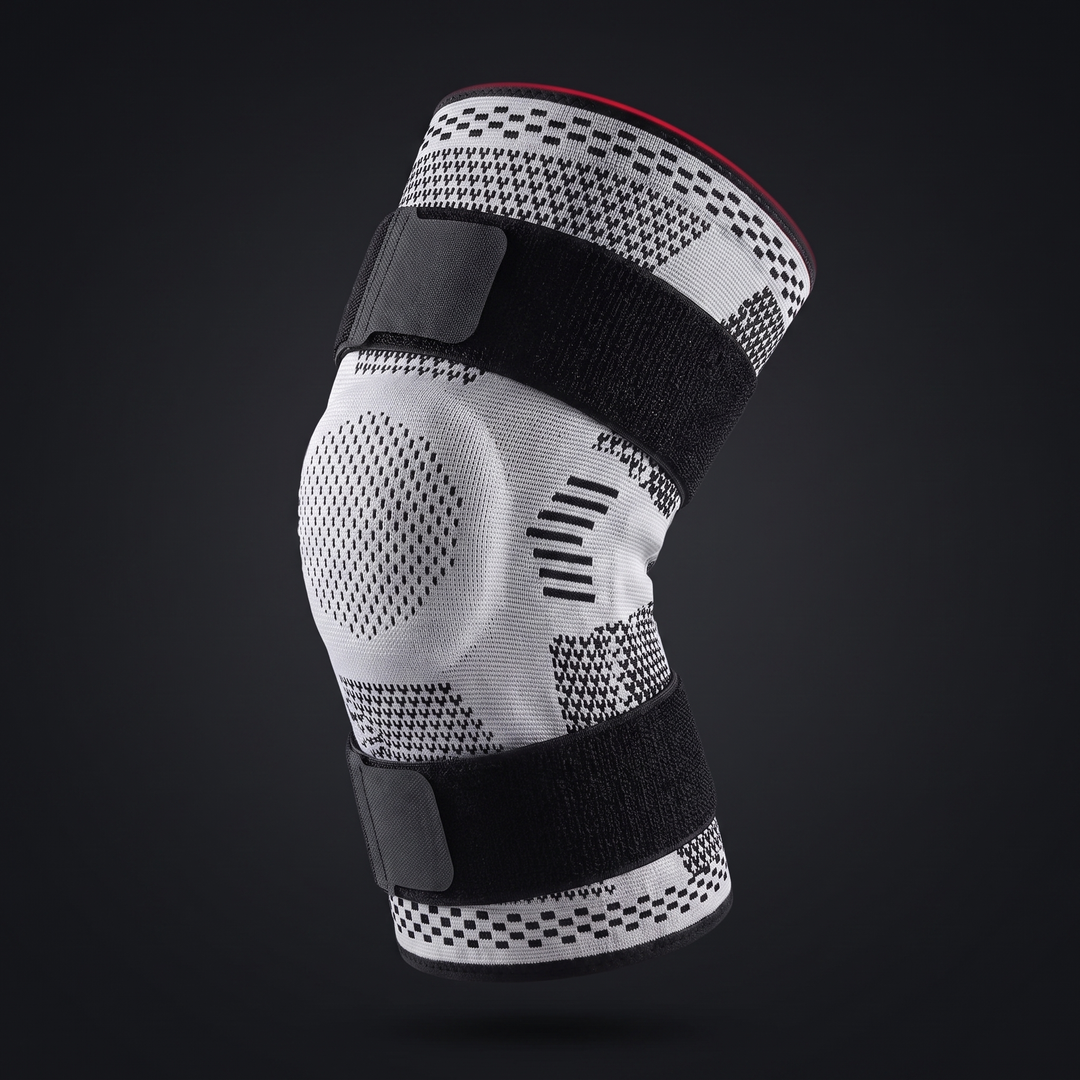 Adjustable Knee Brace with Patella Gel Pad Side Stabilizers Compression Sleeve Knee Support for Pain Relief Sports Recovery Rehabilitation Home Gym - Light Gray