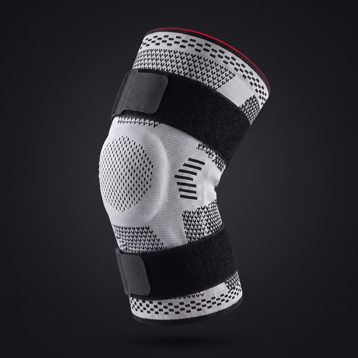 Adjustable Knee Brace with Patella Gel Pad Side Stabilizers Compression Sleeve Knee Support for Pain Relief Sports Recovery Rehabilitation Home Gym - Light Gray