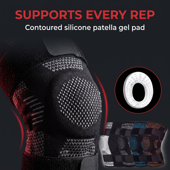 Adjustable Knee Brace with Patella Gel Pad Side Stabilizers Compression Sleeve Knee Support for Pain Relief Sports Recovery Rehabilitation Home Gym