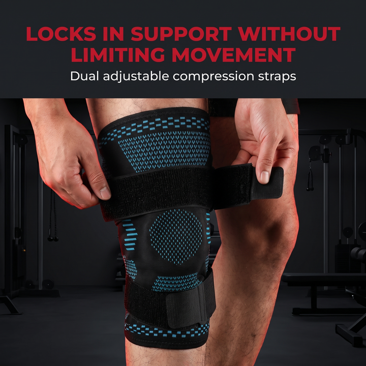 Adjustable Knee Brace with Patella Gel Pad Side Stabilizers Compression Sleeve Knee Support for Pain Relief Sports Recovery Rehabilitation Home Gym