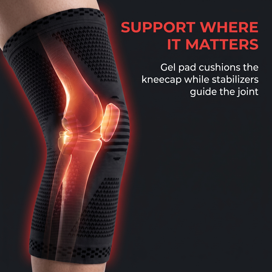 Adjustable Knee Brace with Patella Gel Pad Side Stabilizers Compression Sleeve Knee Support for Pain Relief Sports Recovery Rehabilitation Home Gym