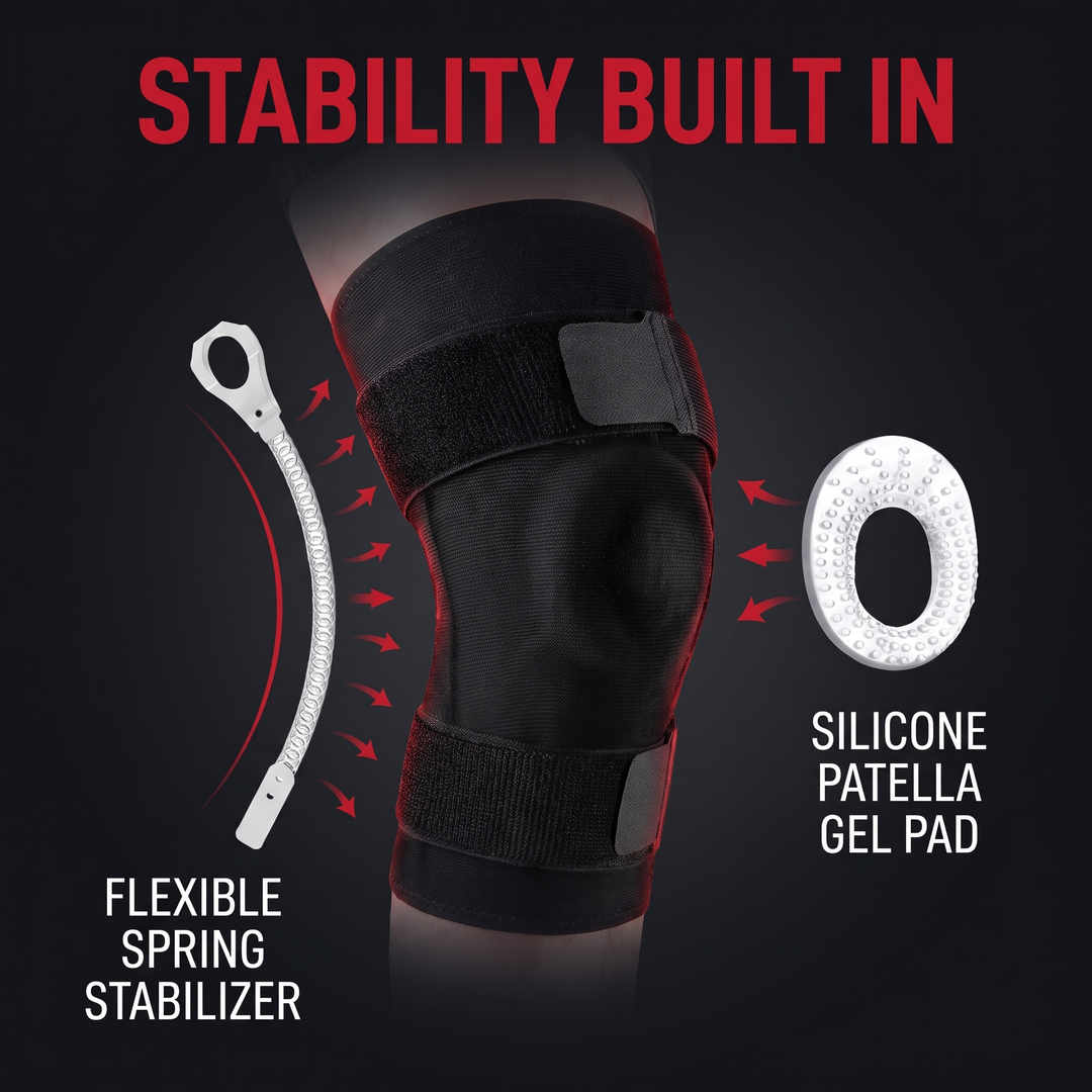 Adjustable Knee Brace with Patella Gel Pad Side Stabilizers Compression Sleeve Knee Support for Pain Relief Sports Recovery Rehabilitation Home Gym
