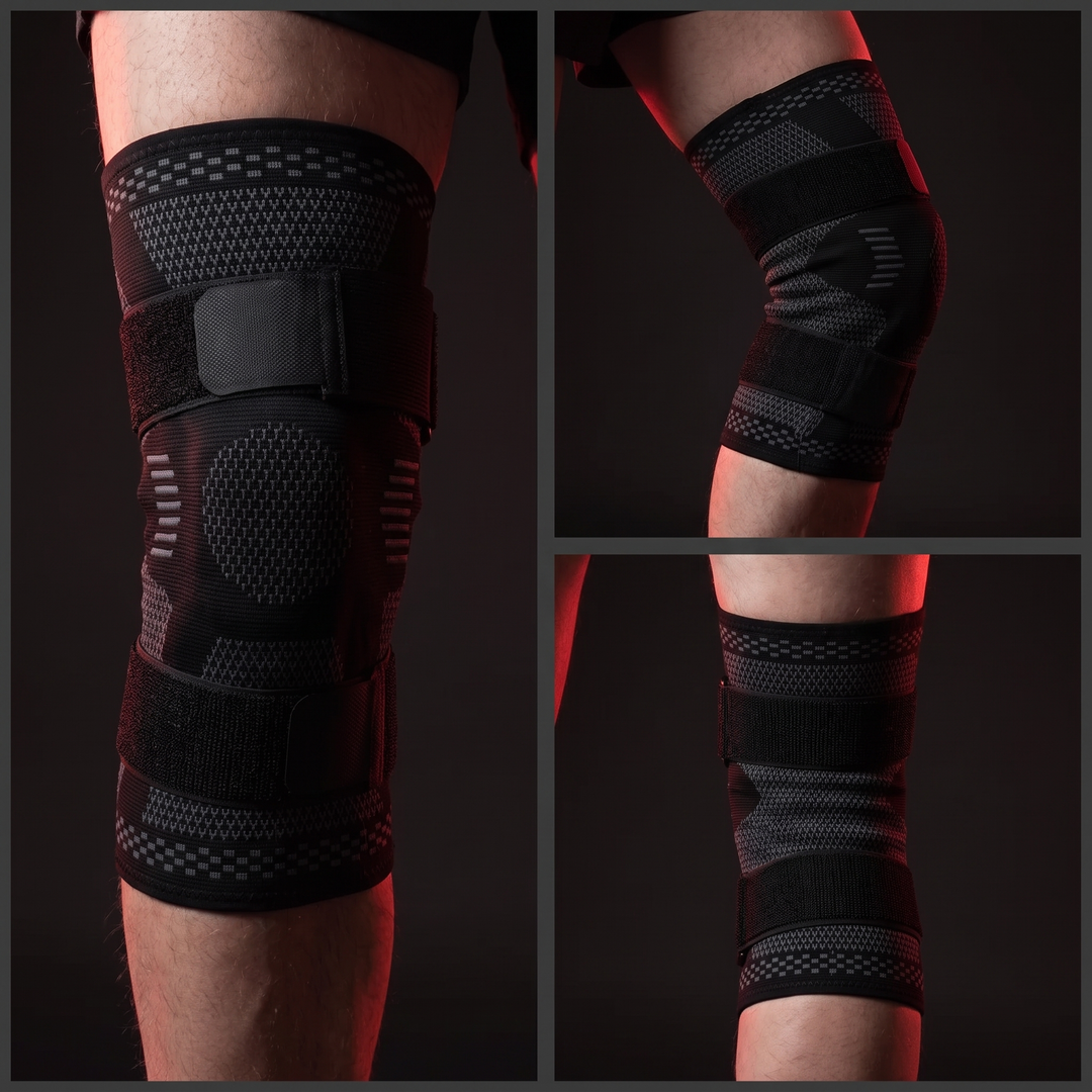 Adjustable Knee Brace with Patella Gel Pad Side Stabilizers Compression Sleeve Knee Support for Pain Relief Sports Recovery Rehabilitation Home Gym