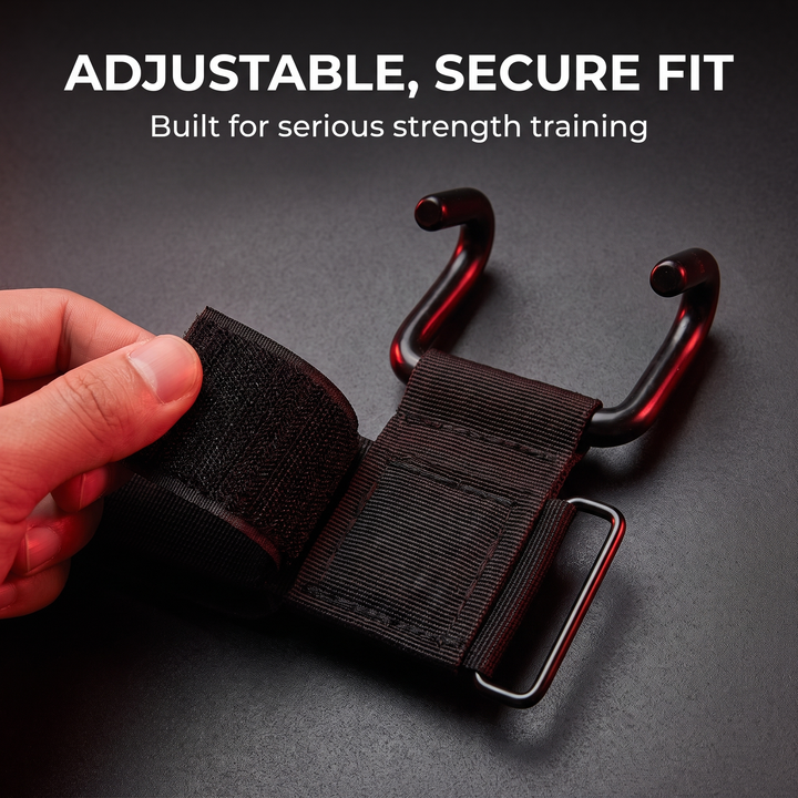 Adjustable Lifting Hooks Wrist Wraps Gym Grip Support Weightlifting Straps Hand Grips Strength Training Deadlift Pull Up Home Gym Workout