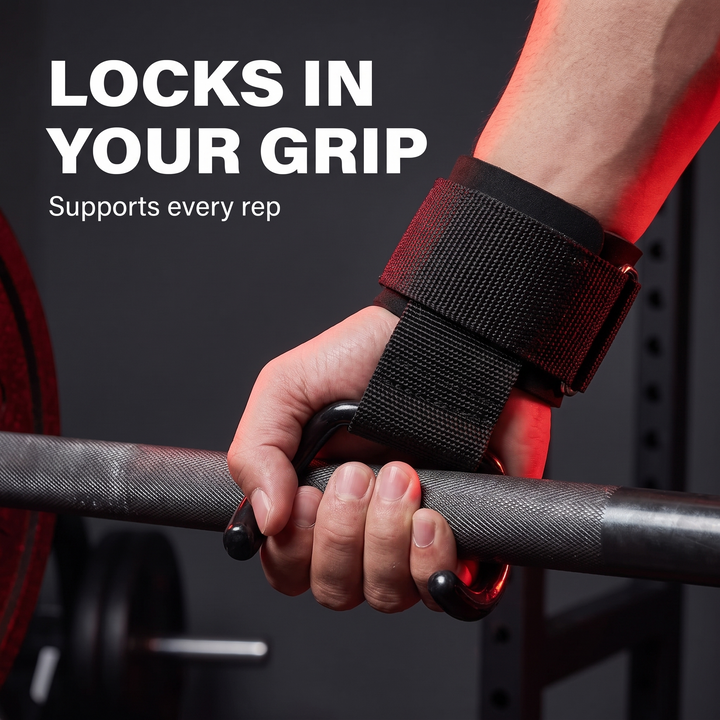 Adjustable Lifting Hooks Wrist Wraps Gym Grip Support Weightlifting Straps Hand Grips Strength Training Deadlift Pull Up Home Gym Workout