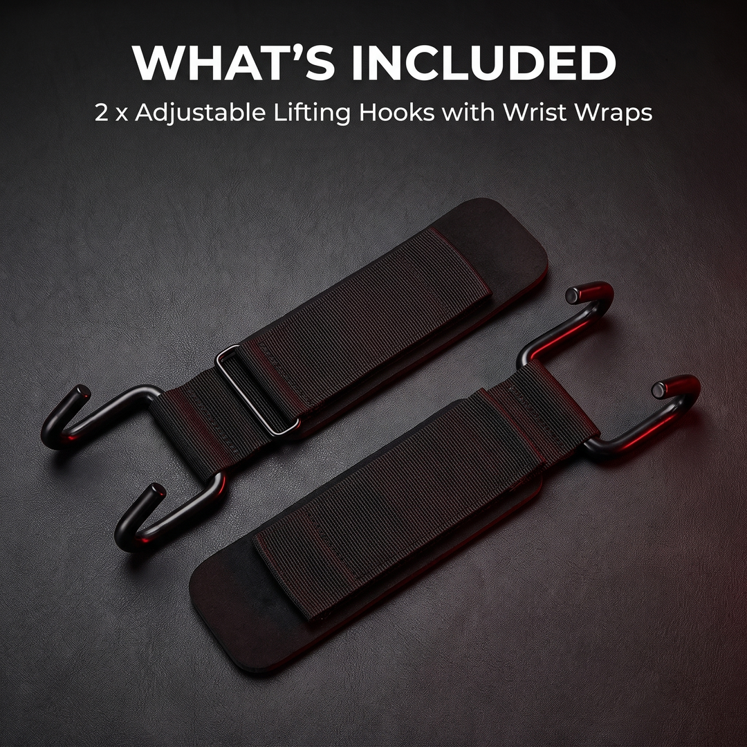 Adjustable Lifting Hooks Wrist Wraps Gym Grip Support Weightlifting Straps Hand Grips Strength Training Deadlift Pull Up Home Gym Workout