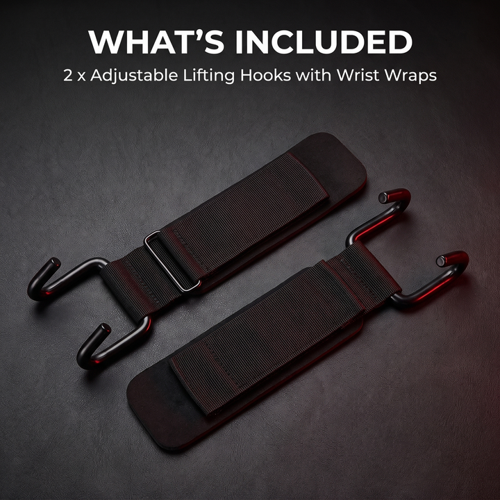 Adjustable Lifting Hooks Wrist Wraps Gym Grip Support Weightlifting Straps Hand Grips Strength Training Deadlift Pull Up Home Gym Workout