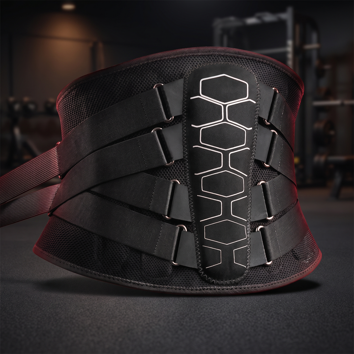 Adjustable Lumbar Support Belt with Pulley System Breathable Lower Back Brace Posture Support Rehabilitation Home Gym Fitness Strength Training Recovery Use - Black