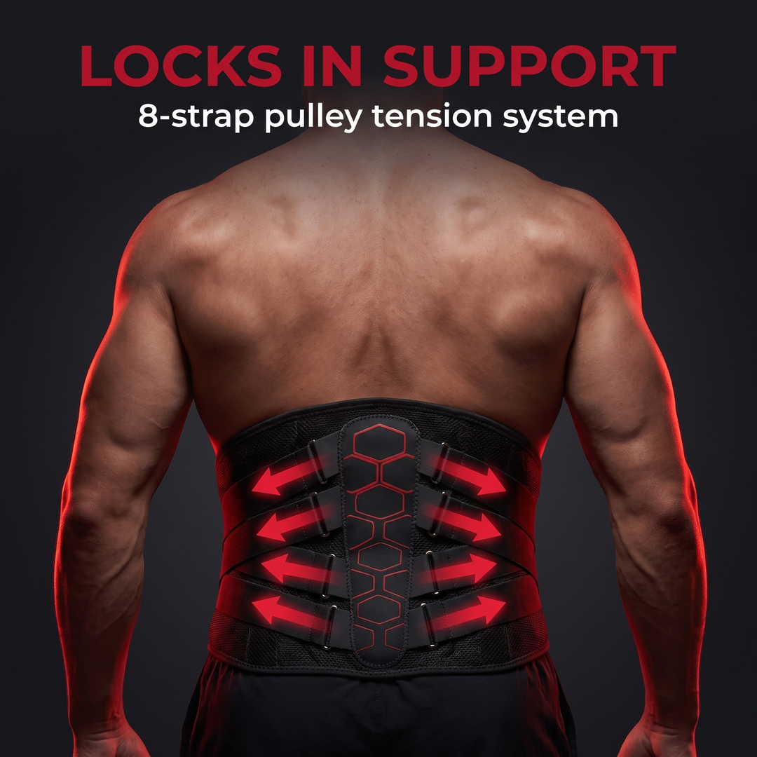 Adjustable Lumbar Support Belt with Pulley System Breathable Lower Back Brace Posture Support Rehabilitation Home Gym Fitness Strength Training Recovery Use