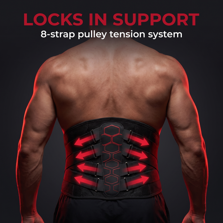 Adjustable Lumbar Support Belt with Pulley System Breathable Lower Back Brace Posture Support Rehabilitation Home Gym Fitness Strength Training Recovery Use