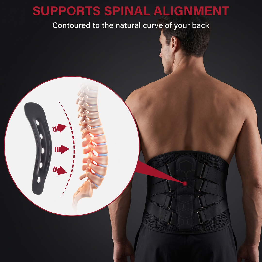 Adjustable Lumbar Support Belt with Pulley System Breathable Lower Back Brace Posture Support Rehabilitation Home Gym Fitness Strength Training Recovery Use