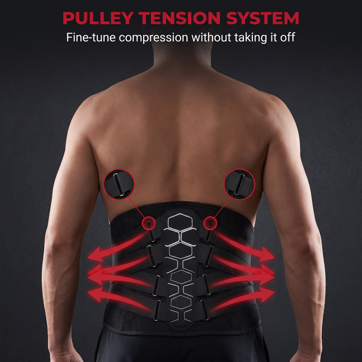 Adjustable Lumbar Support Belt with Pulley System Breathable Lower Back Brace Posture Support Rehabilitation Home Gym Fitness Strength Training Recovery Use