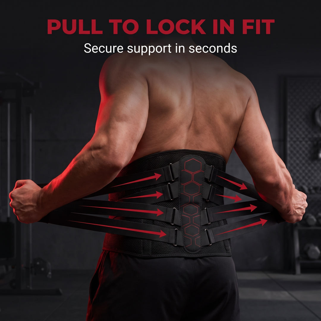 Adjustable Lumbar Support Belt with Pulley System Breathable Lower Back Brace Posture Support Rehabilitation Home Gym Fitness Strength Training Recovery Use