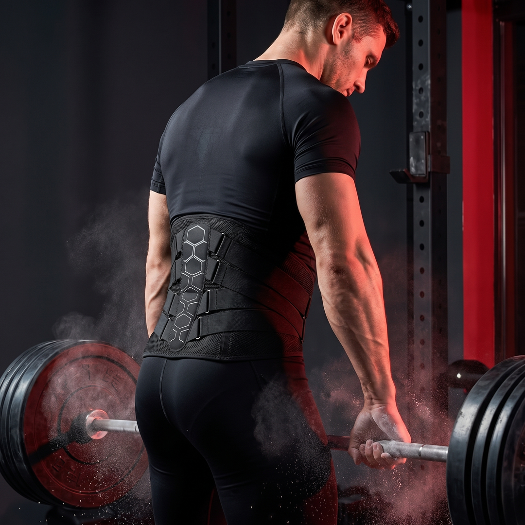 Adjustable Lumbar Support Belt with Pulley System Breathable Lower Back Brace Posture Support Rehabilitation Home Gym Fitness Strength Training Recovery Use