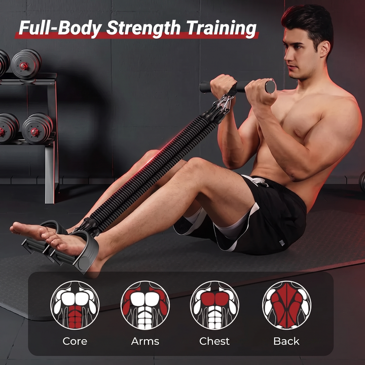 Adjustable Pedal Resistance Trainer Sit-Up Bar - Full-Body Strength Training Core Arms Chest Back
